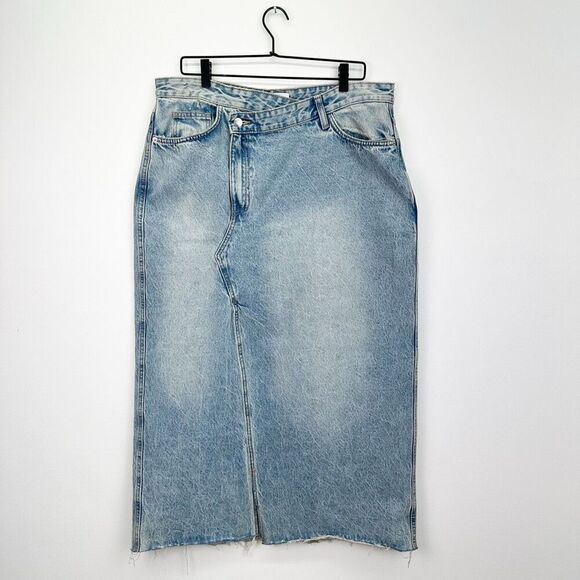 Zara Dresses & Skirts - Zara Women’s Medium Wash Long Denim Cross Over Waistband Skirt